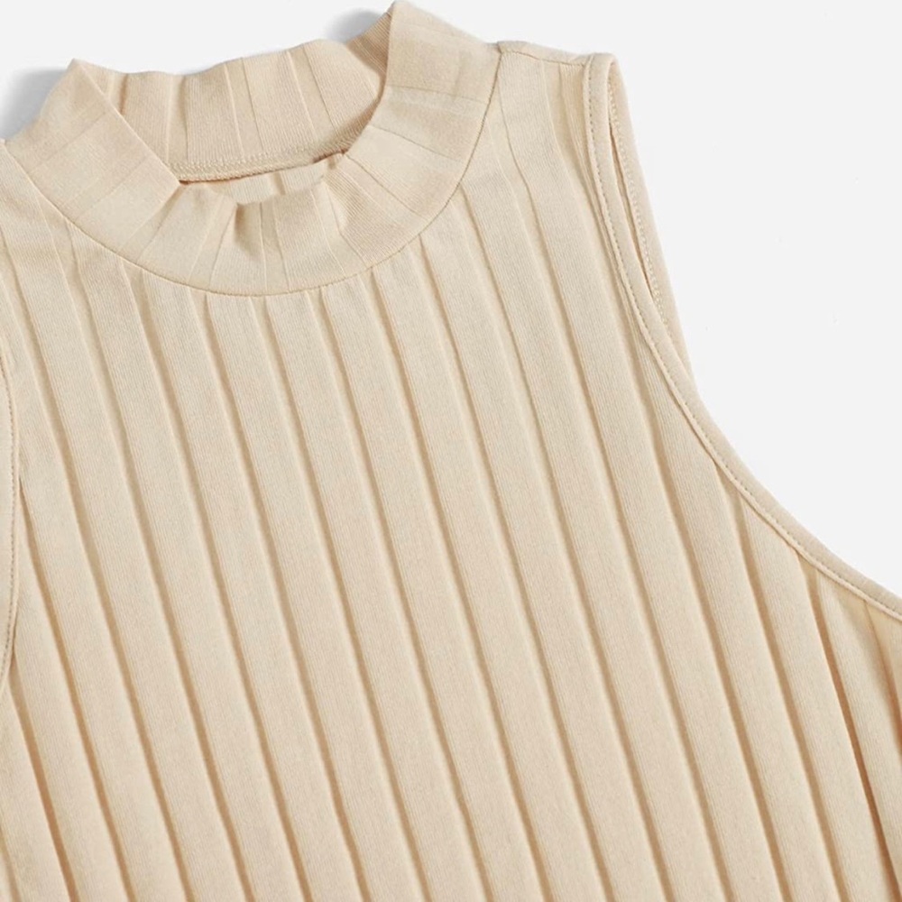 Sleeveless Cream Ribbed Bodysuit - Picture 2 of 4